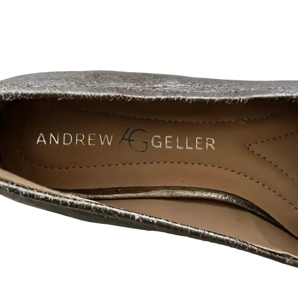 New-ANDREW GELLER Posy women's loafers size 6M, silver